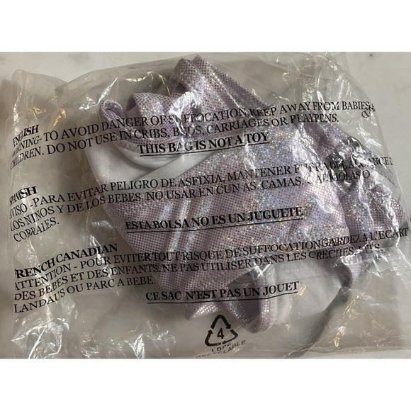 Midnight Hour Holographic Laceup 2 Piece Bikini Silver Pink Metallic Size M - Picture 3 of 7